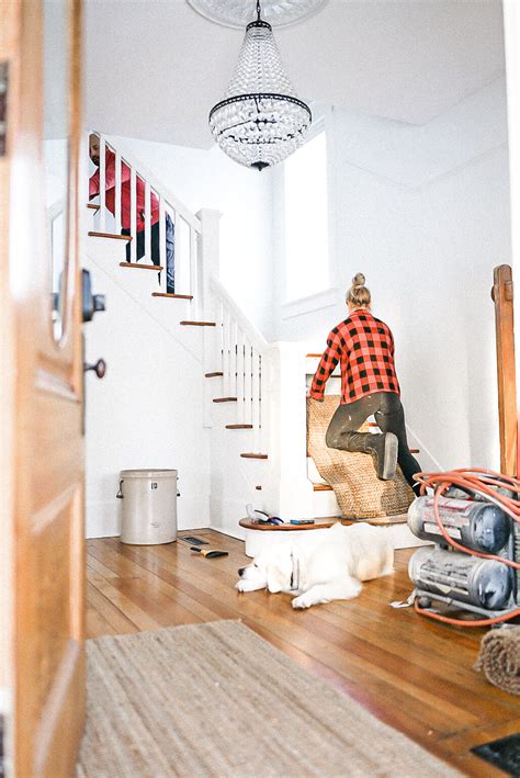 The jute look gives a finished feel to the area and leaves room for a bold statement of the furniture or decor items. DIY Jute Stair Runner - Vintage Society Co.