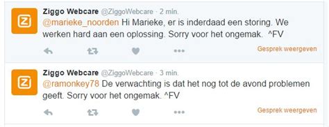 Wanneer de storing exact is opgelost, is vooralsnog niet bekend. Storing in Ziggo mail ICT Services | L'Unité | Huizen, Het ...