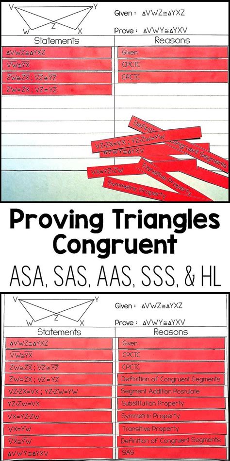 Congruence worksheets theorems and postulates for congruent from triangle congruence worksheet, source:formletters.bid. Proving Triangles Congruent Proof Activity | Geometry ...