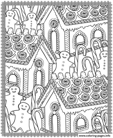 Printable christmas house snow adult coloring page. Adult Christmas House Candy Coloring Pages Printable