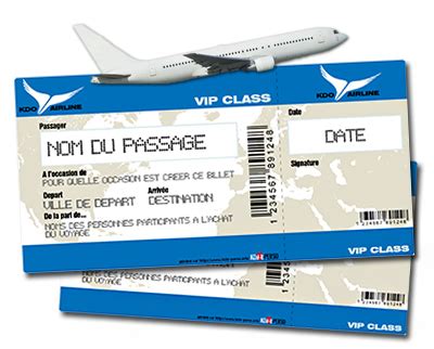 Il faut imprimer le billet electronique (perso, je le fais 2 fois) et les montrer au check in (1 à 1.30h à l'avance de l'heure de décollage) avec une pièce d'identité salut ! Billet d'avion personnalisé - Cadeau Personnalisé et idée ...