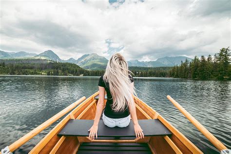 Young Blonde Woman Enjoying a Rowing Boat Free Stock Photo | picjumbo