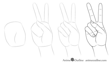 Even the simplest black and white pencil sketches look super expressive. How to Draw Hand Poses Step by Step | Peace sign drawing ...