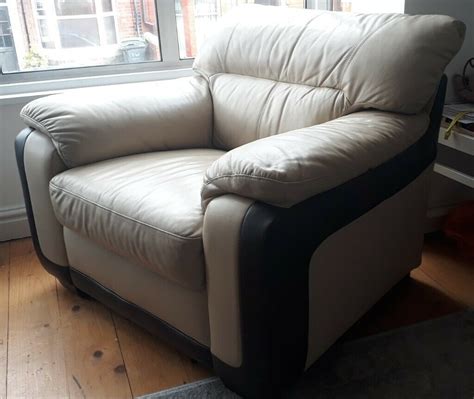 Find a spot in your house that needs a little extra comfort and get settled. PRICE REDUCED!! - Super comfy cream genuine leather ...