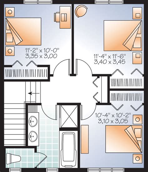 Simple & affordable home plan with high ceilings. Affordable House Plan with 3 Bedrooms and 2.1 Bathrooms