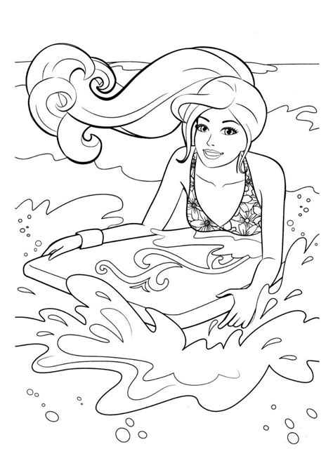 Today we are coloring a barbie and friends coloring page featuring barbie and her bestie teresa ready for a beach day. Barbie on the Board | Barbie coloring, Barbie coloring ...