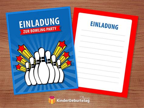 Nachdem die vorlage ausgefüllt und ausgedruckt wurde, sollte das einladungsschreiben anschließend vom antragsteller unterschrieben werden und an den entsprechenden adressaten per post. Einladung Kindergeburtstag Bowling (Kegeln): kostenlose Vorlagen der Einladungskarten zum ...