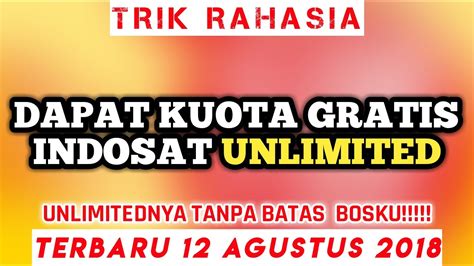 Silahkan kalian coba cara yang telah kita bahas dengan cukup detail diatas, dan semoga kalian berhasil mendapatkan kuota data internet selama setahun, yang rinciannya adalah 1gb/bulan selama 12 bulan nonstop. TRIK RAHASIA CARA DAPAT KUOTA GRATIS INDOSAT UNLIMITED ...