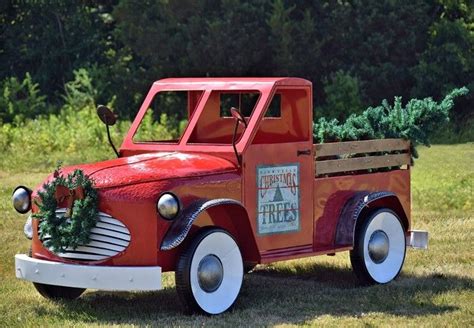 Red truck, personalized red truck, christmas decor, red truck decor, farmhouse truck, old red truck, vintage truck with tree. Large Antique Christmas Truck with Tree | Christmas truck ...