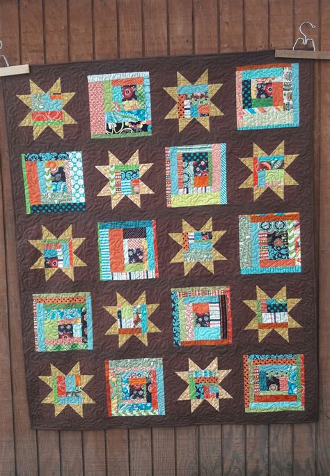 The use of multiple stitch patterns creates a wonky version. Wonky Log Cabin Star Quilt - Aunt Ems Quilts