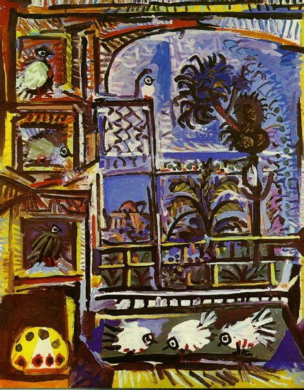 Curiously, the results were not different when the paintings were shown in black and white or in color. Pablo Picasso — My workshop (Pigeons) IIII, 1957