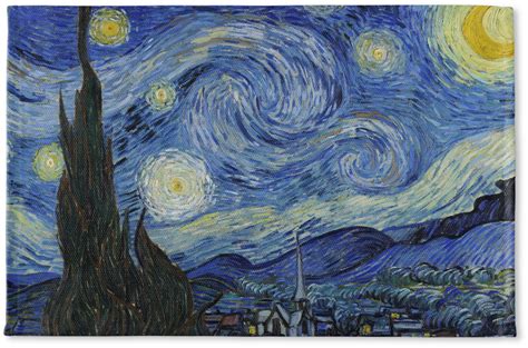 Two colorful figurines of lovers in the. The Starry Night (Van Gogh 1889) Woven Mat - YouCustomizeIt