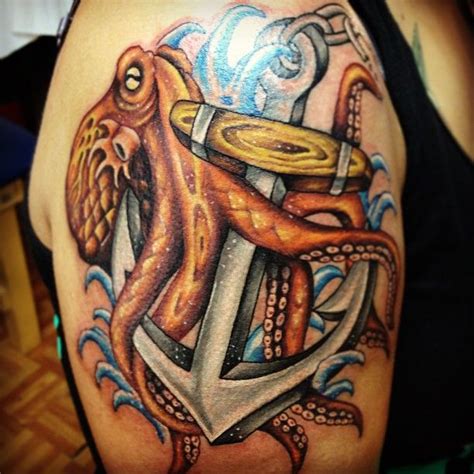 Octopus anchor tattoos octopus tattoo design tattoo designs octopus drawing octopus art navy tattoos nautical tattoos ship tattoos ankle tattoos. Octopus Tattoo | Bright Octopus n Anchor Tattoo On ...