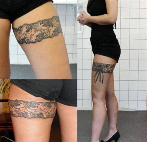 An inner thigh tattoo will be painful and will take longer to heal, but it can add even more to your design if you choose to go with a garter or full tattoo design. Thigh Garter Tattoos for Girls | TatRing