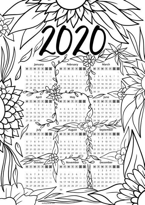 Create custom printable calendars for 2021, 2022, and any other year in weekly, monthly, yearly and more styles. 2020 Printable Yearly Colouring Calendar - Calendar ...