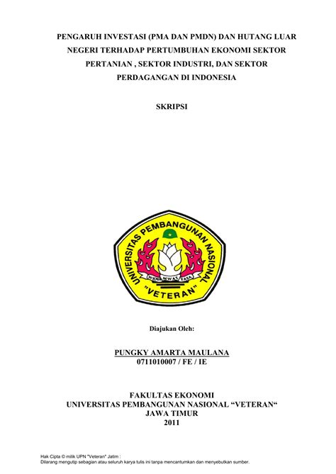 Jurnal nasional adalah jurnal ilmiah yang terbit secara berkala. Contoh Skripsi Ekonomi Pembangunan Di Bidang Pertanian ...