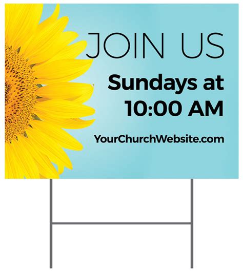 Celebrate their accomplishment with a graduation yard sign! Sunflower Join Us Yard Sign - Church Banners - Outreach ...