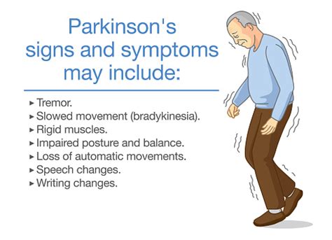 Common symptoms include tremor, slowness of movement, stiff muscles, unsteady walk and balance and coordination problems. Illustration About Parkinsons Disease Symptoms And Sign ...