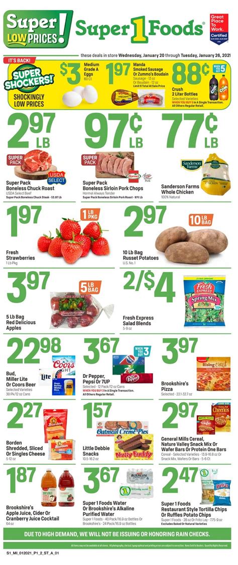 Maybe you would like to learn more about one of these? Super 1 Foods Ad Circular - 01/20 - 01/26/2021 | Rabato