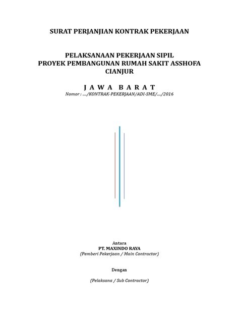 Contoh surat perjanjian kerjasama proyek. Surat Perjanjian Kontrak Pekerjaan Pelaksanaan Pekerjaan ...