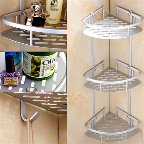 Get set for bathroom corner shelves at argos. 3 Tier Corner Shower Caddy Basket Bathroom Chrome Cosmetic ...