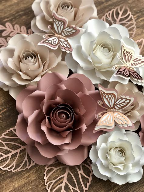 See more ideas about flower template, paper flowers diy, paper flowers. Paper Roses with Butterflies in 2020 | Paper flower arrangements, Paper flower decor, Paper roses