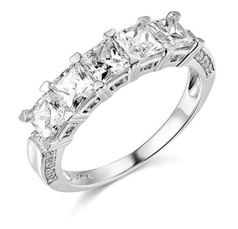 At weddingbands.com we not only guarantee our plain wedding bands are of the highest quality but we also guarantee the. 3 Ct Princess Cut Real 14k White Gold 5-Stone Wedding ...