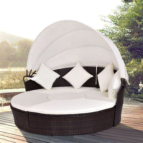 Do you find outdoor canopy beds. Giantex Canopy Cushioned Round Retractable Bed Modern ...