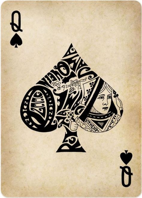 A tattoo resembling the spades symbol of a deck of cards with the letter q in it. queen of spades on Tumblr