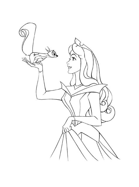 Free printable princess aurora coloring pages for kids. Aurora And Cute Squirrel Coloring Pages | Disney princess ...