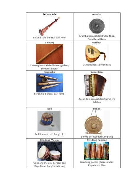 Rebana satu ini umumnya akan mengeluarkan kompang sebenarnya sama dengan alat musik rebana pada umumnya, hanya saja pada bagian rebana kerincing merupakan alat musik tradisional provinsi bengkulu yang berupa rebana dengan. Jenis Jenis Alat Musik Tradisional