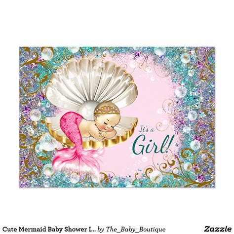 From the invitation, to thank you cards, favor labels, and even party games, we've got everything you. Create your own Invitation | Zazzle.com | Mermaid baby ...