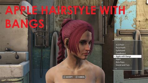 Ponytail hairstyles by azar adds 32 new and unique hairstyles to fallout 4. Fallout 4 Mod Review Apple Hairstyle with Bangs - YouTube