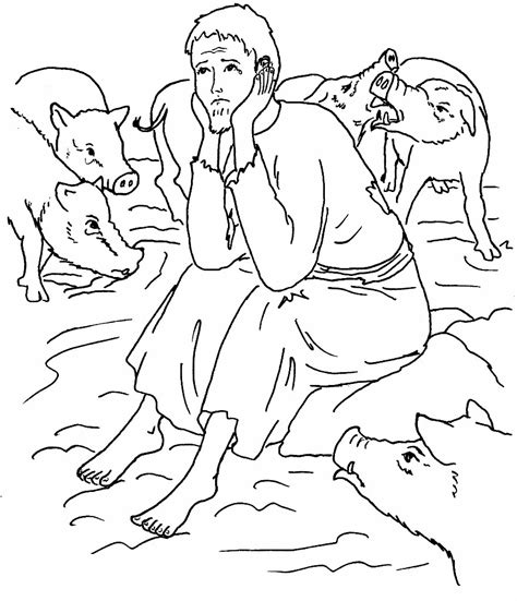 Prodigal son coloring page printable pdf with images bible. The Prodigal Son with the pigs (Luke 15) | Sunday school ...