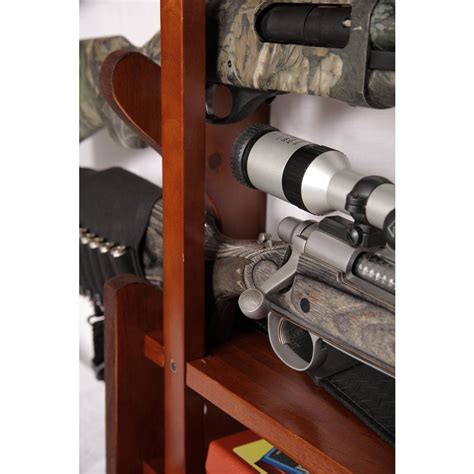 Both 9 gun and 3 gun rifle racks will lock up almost all standard type hunting. 4 Gun Wall Rack with locking storage compartment ...
