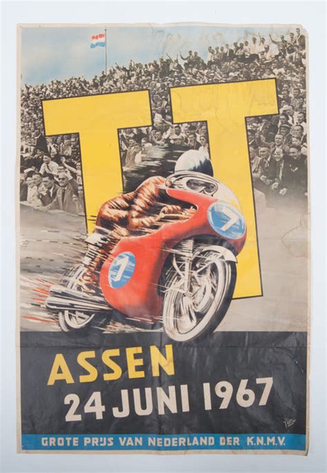 Grote prijs van nederland der k.n.m.v. signed by j. Motorsport; Poster TT Assen 24 juni 1967 - Catawiki