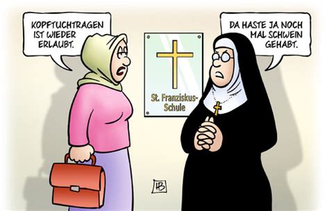 Auch von muslimen als bundesverfassungsgericht: Kopftuchstreit By Harm Bengen | Religion Cartoon | TOONPOOL