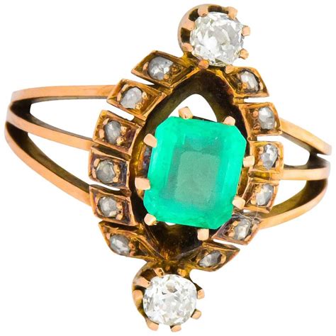 25karatgold streams live on twitch! Victorian 1.25 Carat Emerald Diamond 14 Karat Rose Gold Ring For Sale at 1stdibs