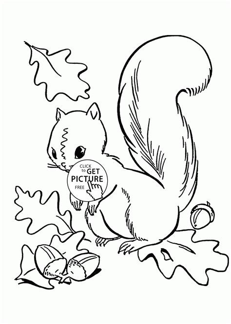 The pdf prints best on standard 8.5 x 11 paper. Fall Leaves and Cute Squirrel coloring pages for kids ...