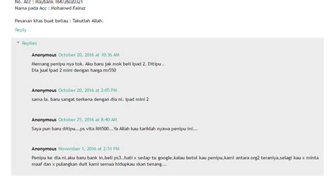 Siapa tau pelakunya masih hidup. Scam List Malaysia | Senarai Penipu Atas Talian (Online ...