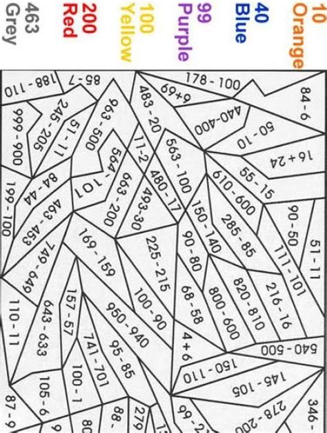 Adding or subtracting 180, which would transform the hue to the other side of the 360 degree color wheel. Calculated Coloring : Worksheet 61 Marvelous Maths ...