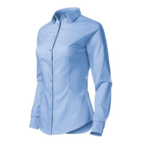 Chemise femme cintrée stretch blanc. Chemise femme cintrée stretch bleu