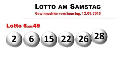 Die lottoziehung findet immer mittwochs um 18:25 uhr und samstags um 19:25 im lotto 6 aus 49 erfolgt immer am ersten wochentag (arbeitstag) nach der offiziellen ziehung und wird. Lottozahlen Lotto-Ziehung vom Samstag 12.09.2015 - YouTube