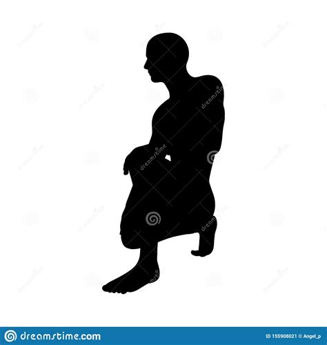 Sitting Pose Man Silhouette Stock Vector - Illustration of nude ...