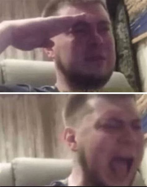 guy saluting and crying meme