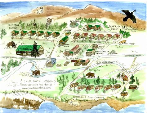 Just a short walk from the cabins is the range rider's lodge which was once the largest log cabin in montana. Silver Gate Town Map - Explore the outlay of the land and ...