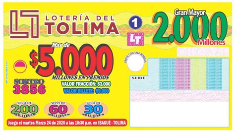 La lotería del tolima juega todos los lunes (no festivos) a las 10 y 30 de la noche, con un premio mayor de 2.000 millones de pesos. Loteria Del Tolima : Resultados Sorteo 3846 Enero 13 De ...