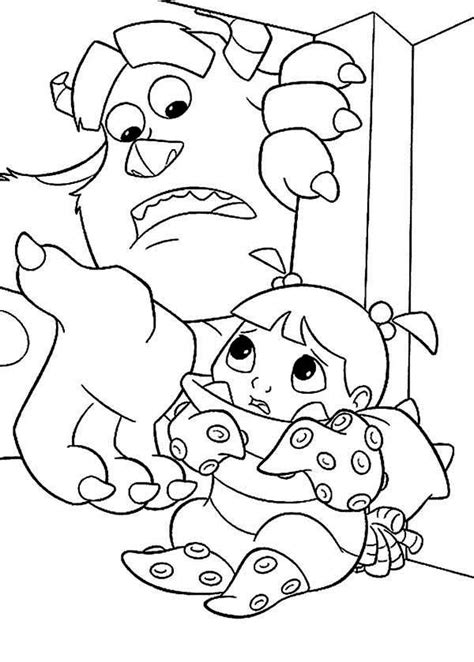 The monsters university coloring pages called mike and sulley to coloring. Sulley Is Hidding Boo From Randal Boggs In Monsters Inc ...