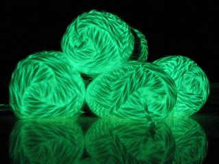 The photos show what the yarn looks like before and after i rewind it into a new skein. Ravelry: Bernat Glow in the Dark