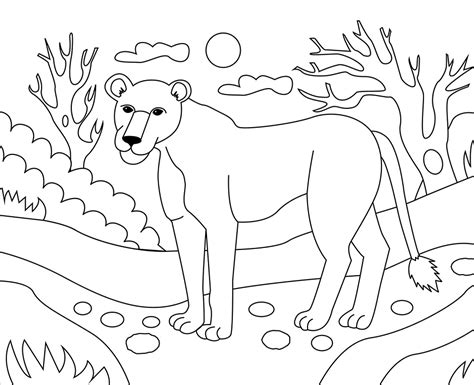 Coloring page of colombia flag, parrot and banana. Lioness Coloring Page - Free Printable Coloring Pages for Kids